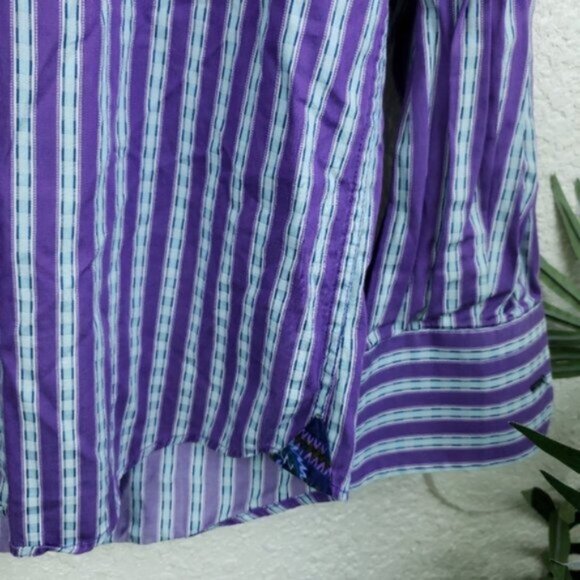 Luchiano Visconti Striped Button Down Shirt Contrast Paisley Print Trim size M - Picture 5 of 11